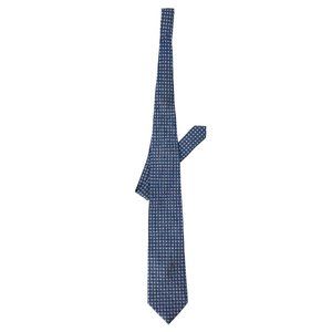 ERMENEGILDO ZEGNA Blue Micro Floret Grid Silk Tie